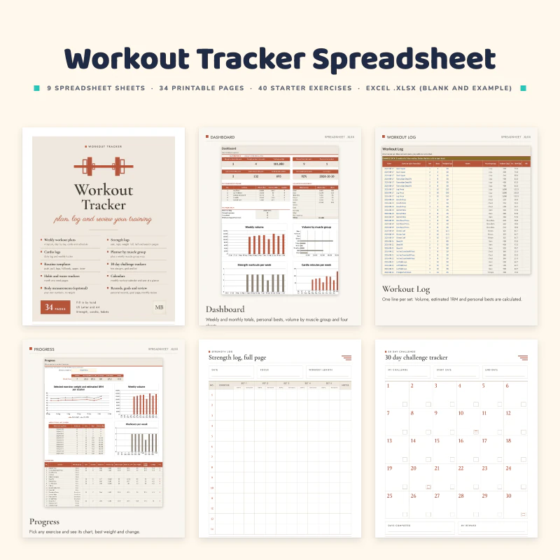Workout Tracker Spreadsheet, cover image
