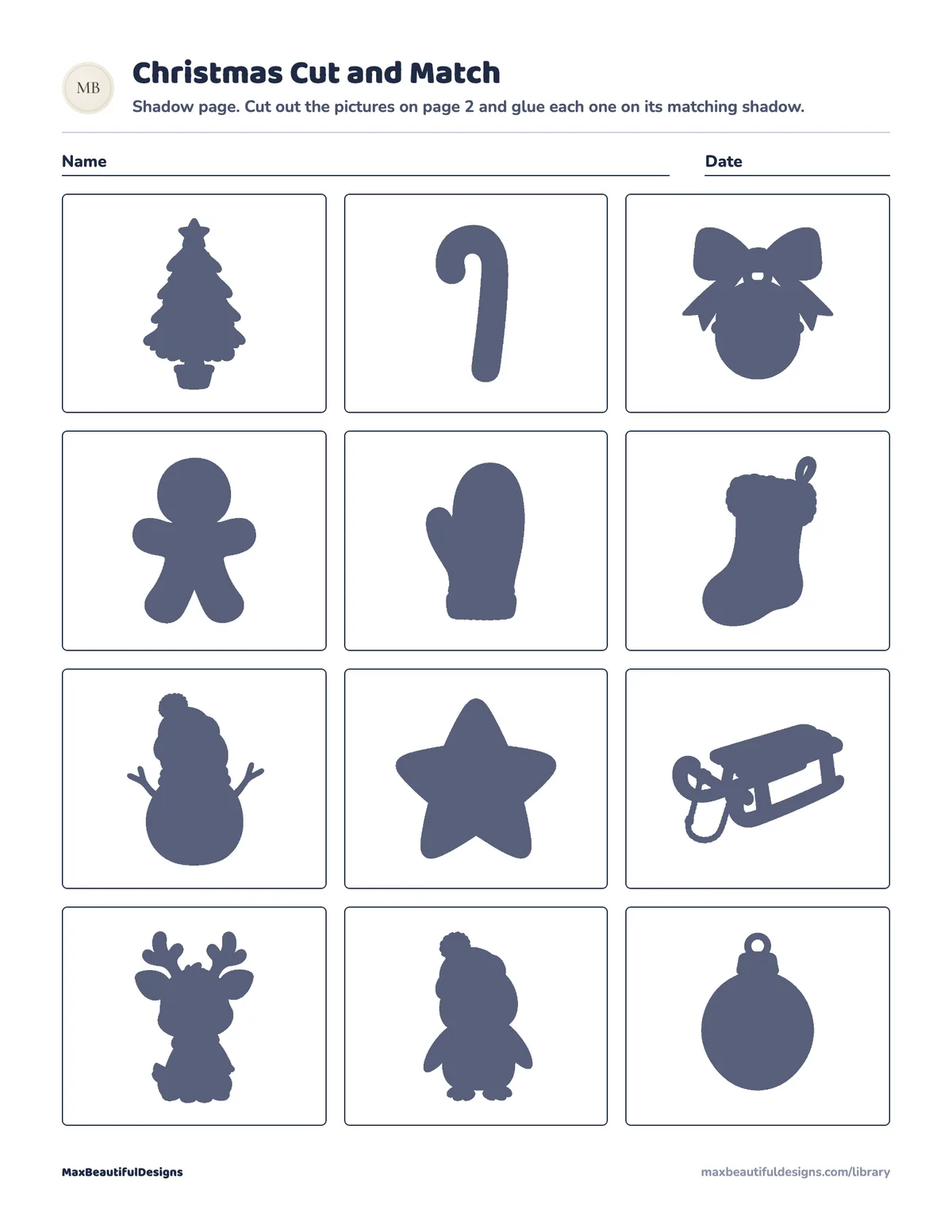 Preview of page 1 of Christmas Cut and Match Printable