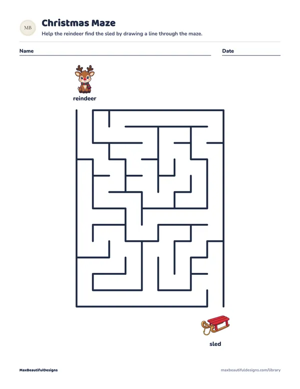 Christmas Maze Printable for Kids, page 1 preview