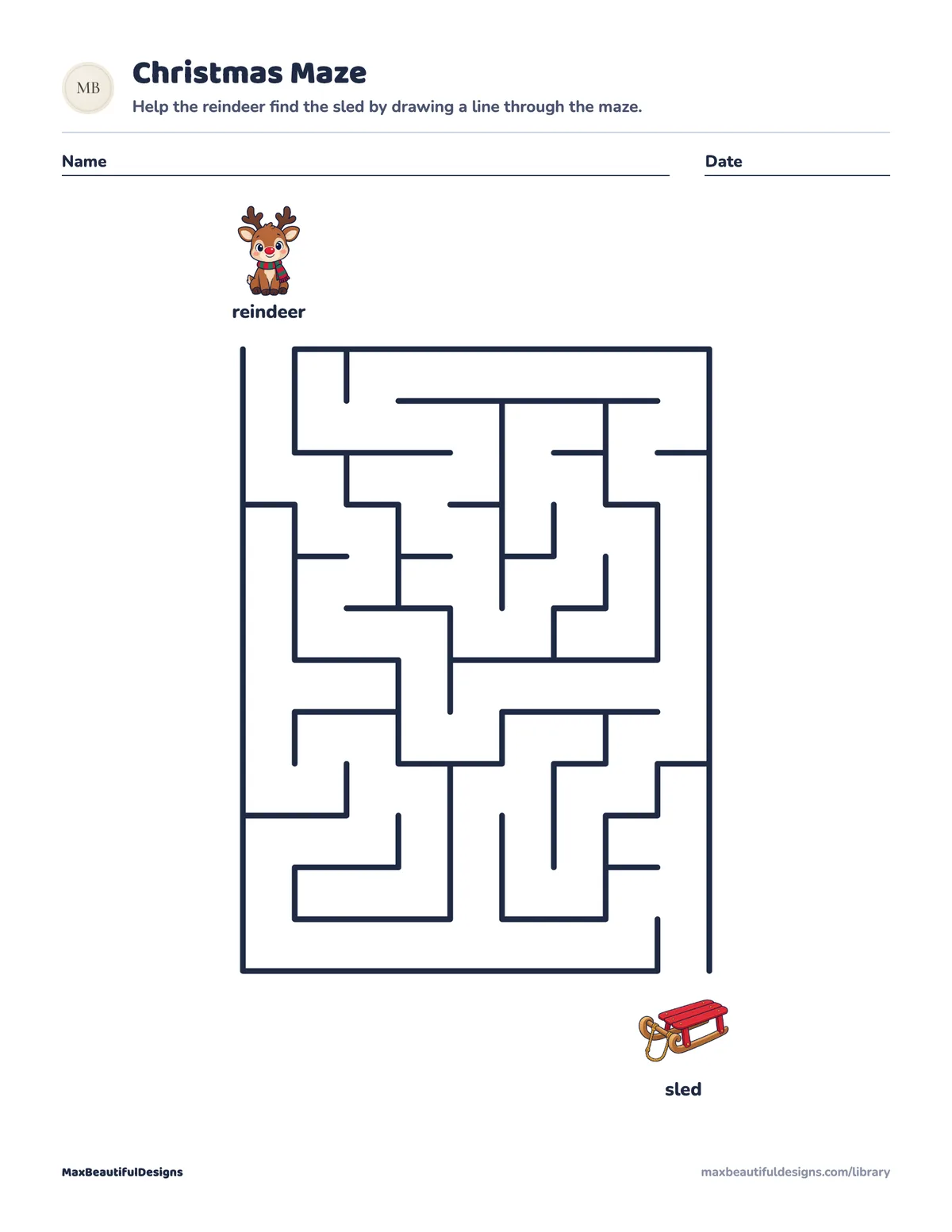 Preview of page 1 of Christmas Maze Printable for Kids