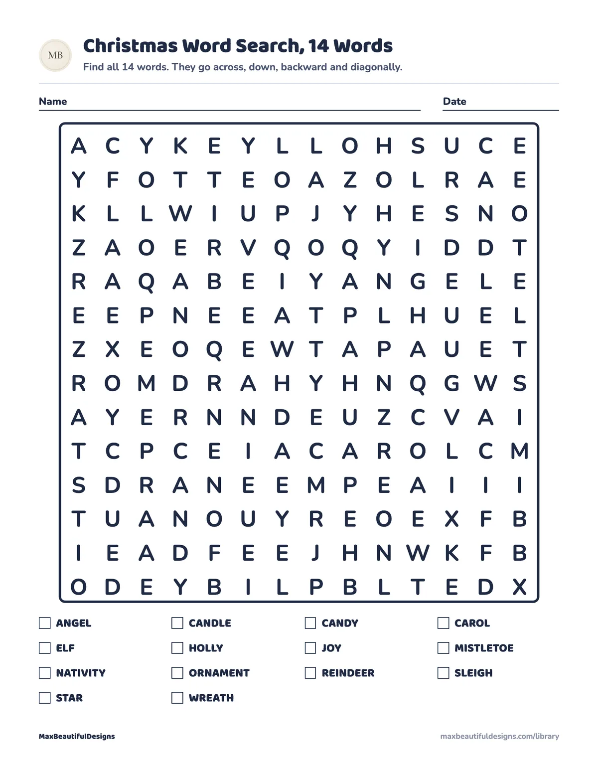 Preview of page 1 of Christmas Word Search Printable for Older Kids