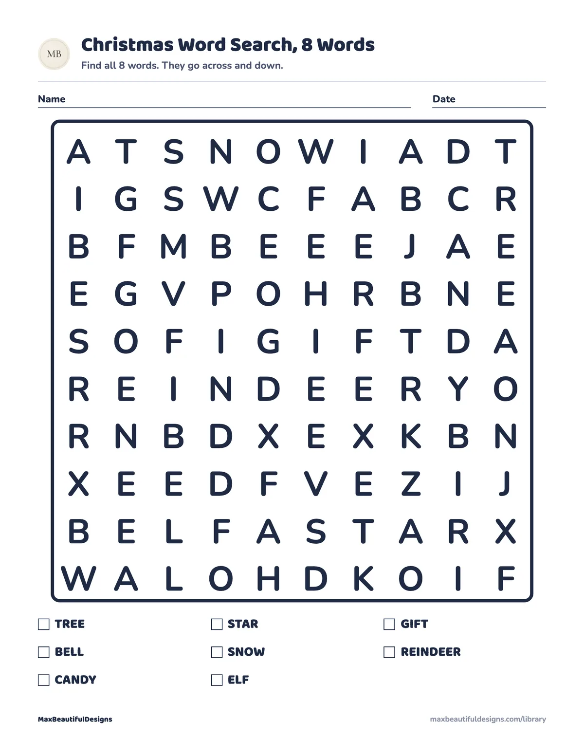 Preview of page 1 of Christmas Word Search Printable for Kids