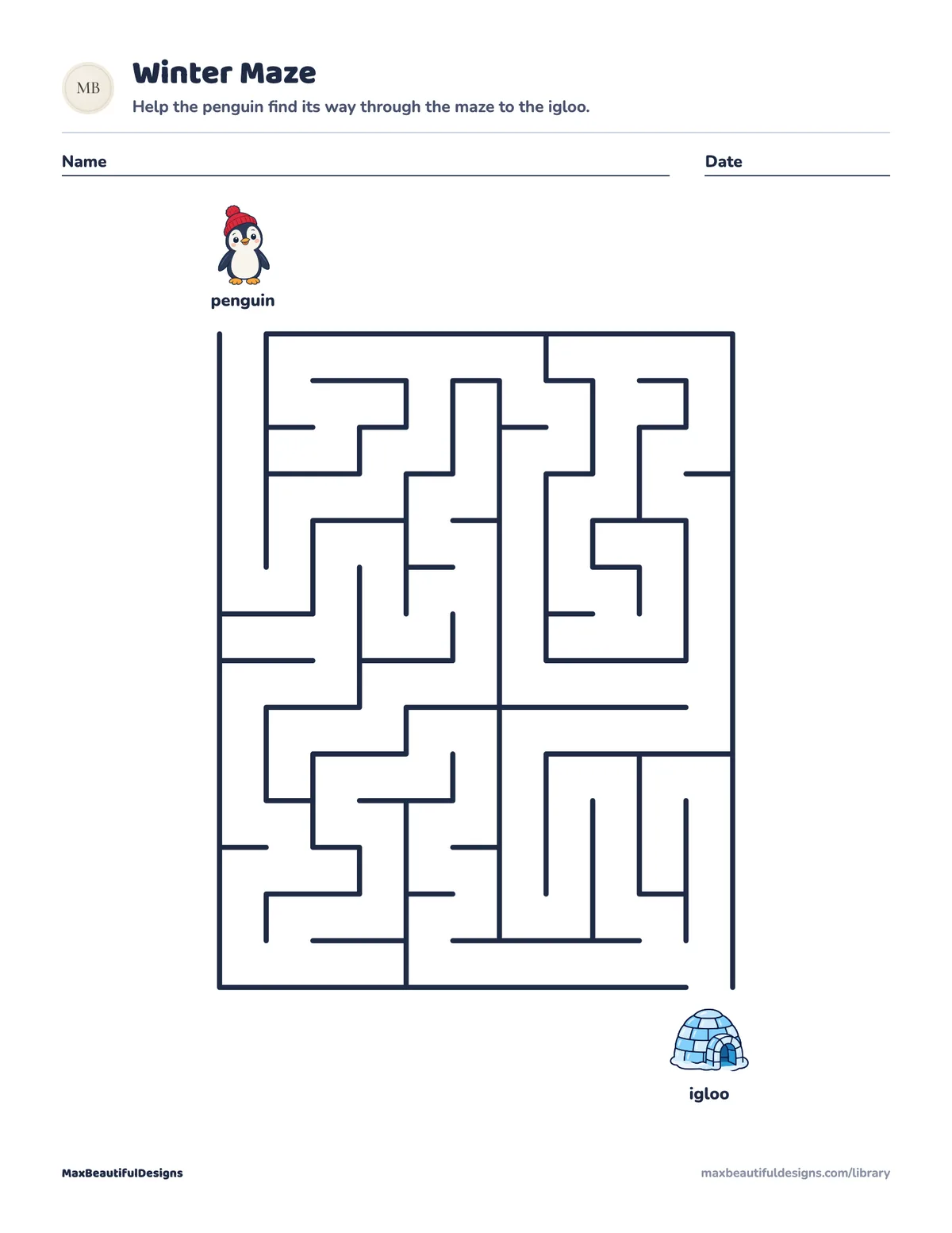 Preview of page 1 of Winter Maze Printable for Kids