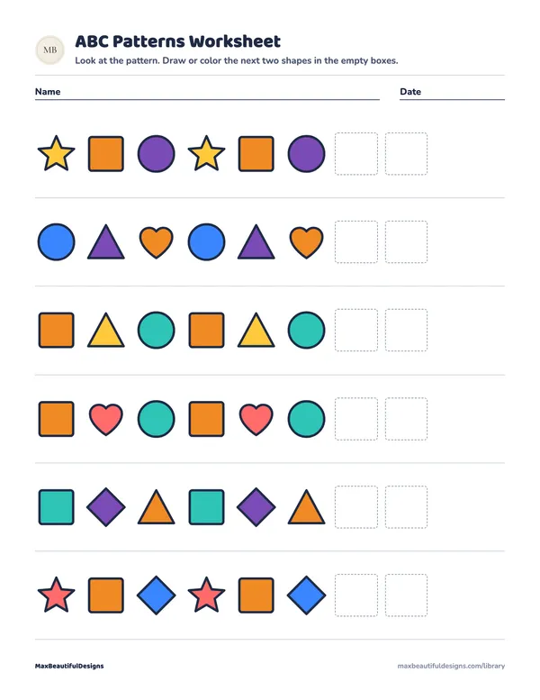 ABC Patterns Worksheet Printable, page 1 preview